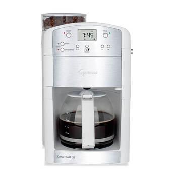 CoffeeTeam GS 10-Cup Coffeemaker with Conical Burr Grinder - White