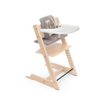 STOKKE Tripp Trapp High Chair Complete with Cushion and Tray - Color: Black / Nordic Grey / Black Tray