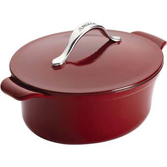 Anolon Vesta 4 Qt. Cast Iron Dish/Casserole Pan with Lid - Paprika Red