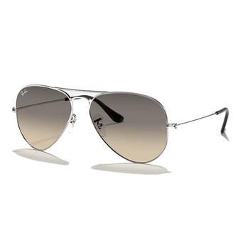 Aviator Large Metal Polished Silver Light Grey Gradient