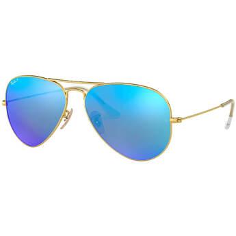 Aviator Large Metal Matte Arista Blue Mirror Crystal Polarized